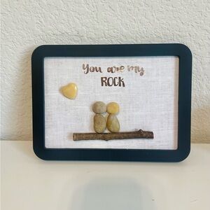 Black Framed 'You Are My Rock' Pebble Art